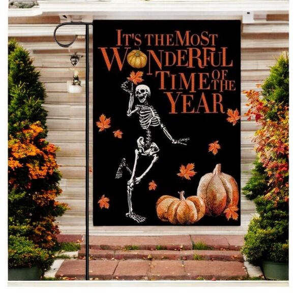The Most Wonderful Time Of The Year  Garden Flag Halloween Skeleton Double Sided - Picture 4 of 6